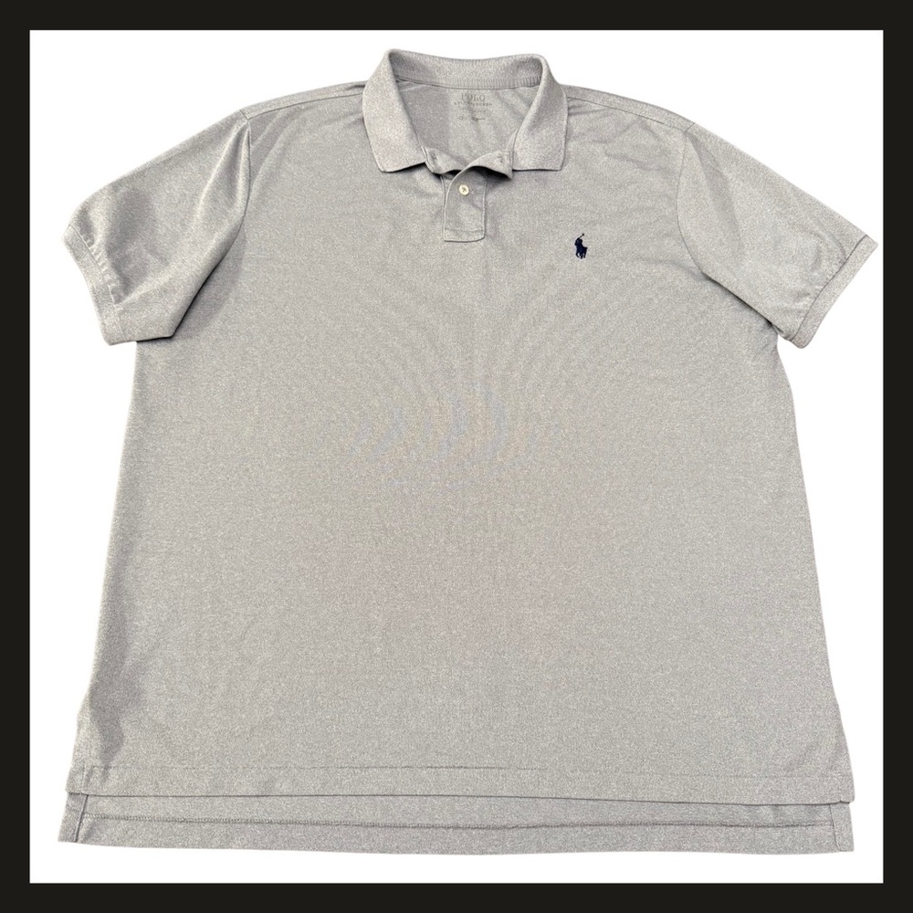 Men’s Ralph Lauren Polo Performance 2XL Gray Short Sleeve Polo Shirt Dri Fit EUC